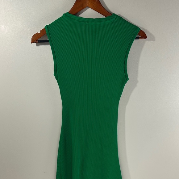 Zara Sleeveless Green Midi Dress Ribbed Fitted Size Small - Picture 7 of 8